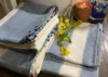 Handspun Handwoven Super soft Bath Towel - Sky Blue and White Large