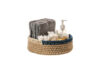Blue White Rim Jute Tray- Multipurpose - Tray - Gift Hamper Tray Basket 1 D-10,H-3.5 GFTB999956